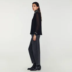 Tops & Chemises*SANDRO Top En Mousseline Noir