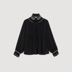 Tops & Chemises*SANDRO Top En Mousseline Noir