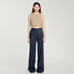 Ensembles|Tops & Chemises*SANDRO Top En Tweed Camel