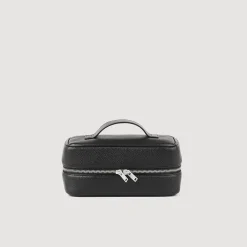Sacs Business*SANDRO Trousse De Toilette En Toile Grainée Noir