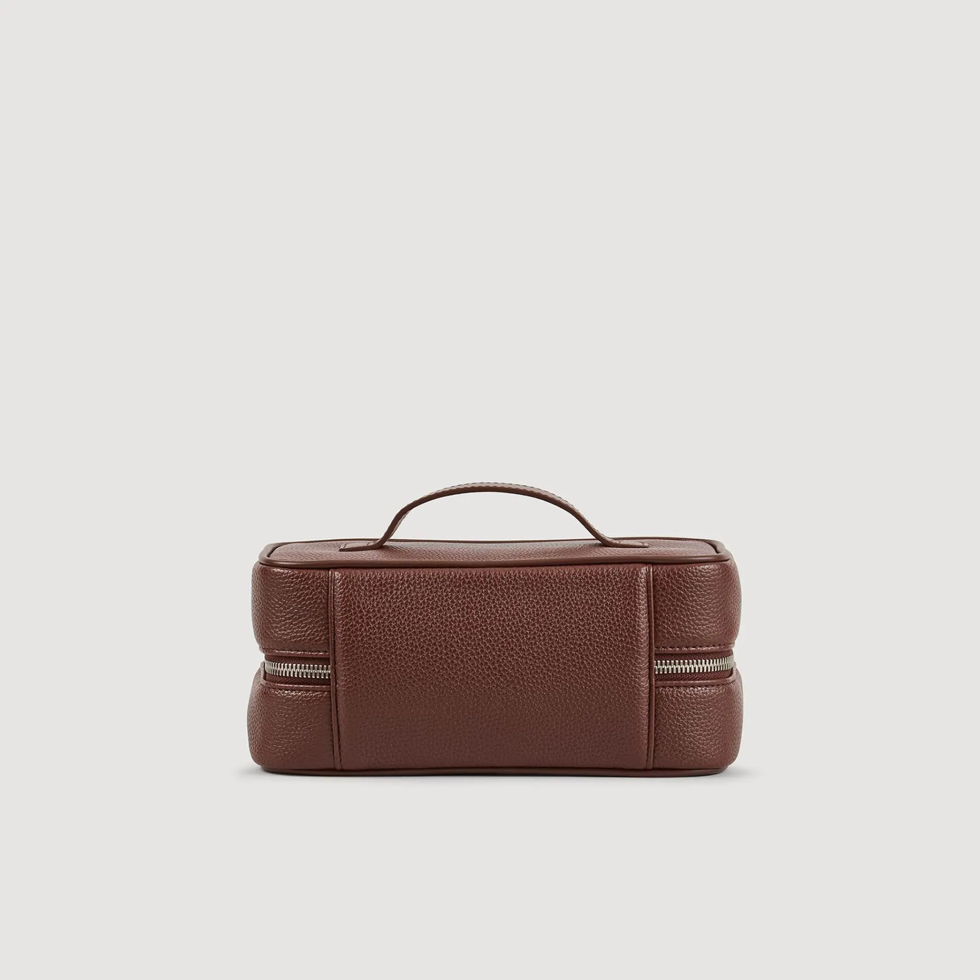 Sacs Business*SANDRO Trousse De Toilette En Toile Grainée Marron Foncé