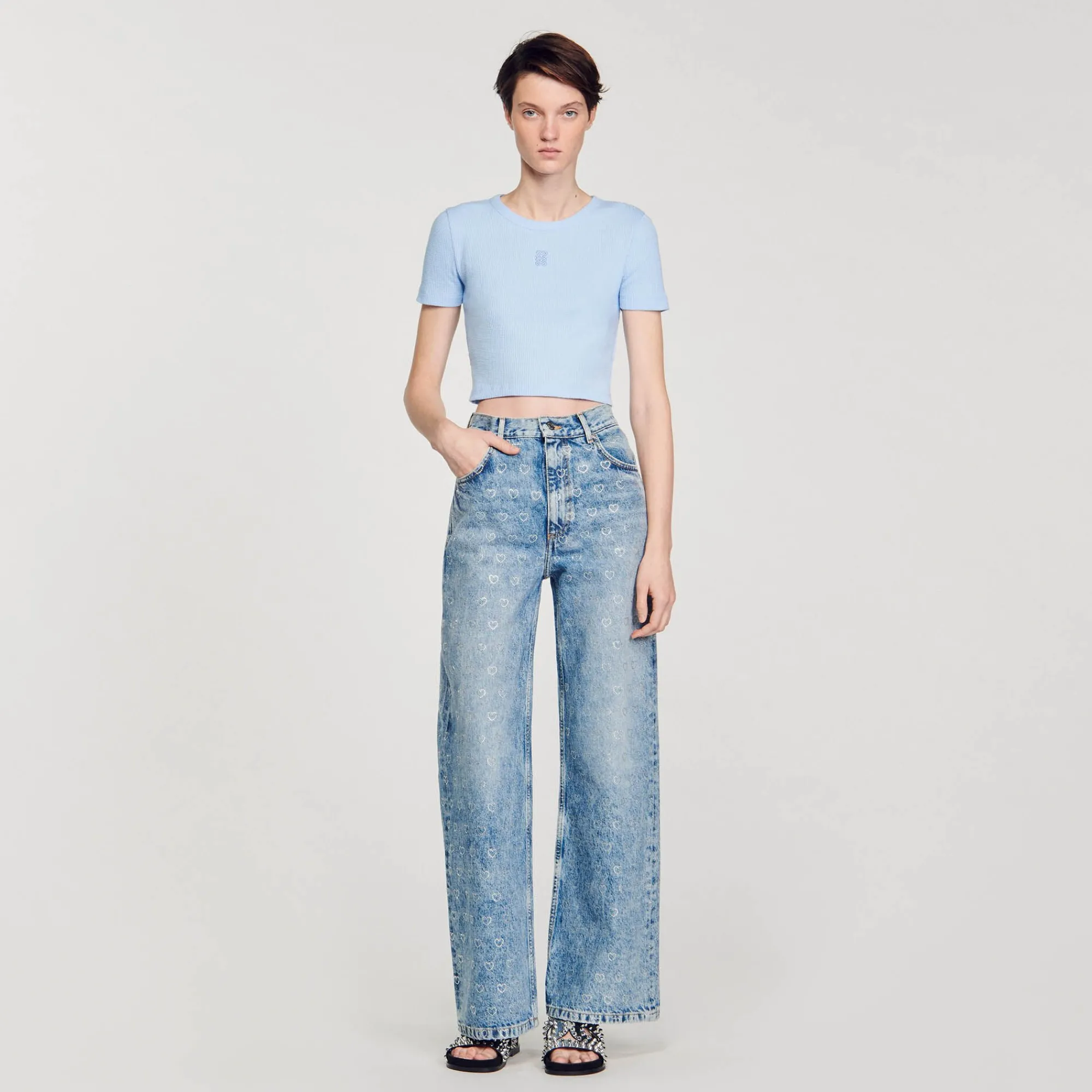 T-Shirts*SANDRO T-shirt Court Bleu Ciel
