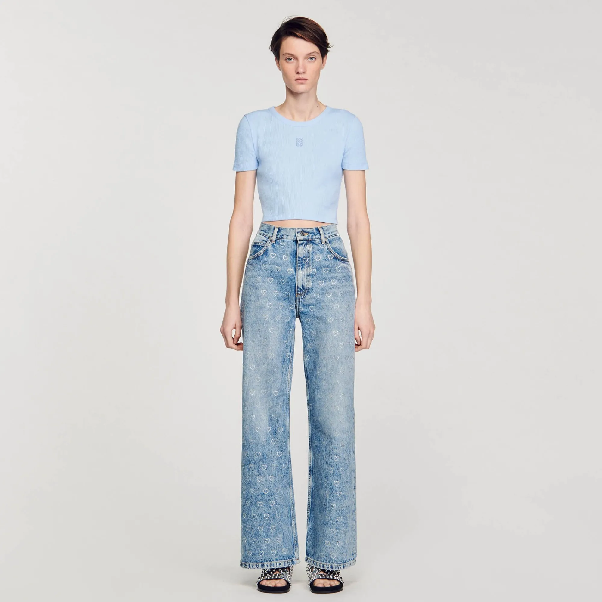 T-Shirts*SANDRO T-shirt Court Bleu Ciel