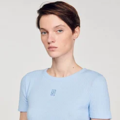 T-Shirts*SANDRO T-shirt Court Bleu Ciel