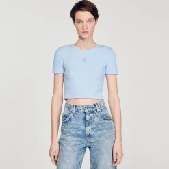 T-Shirts*SANDRO T-shirt Court Bleu Ciel