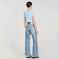 T-Shirts*SANDRO T-shirt Court Bleu Ciel