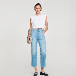 T-Shirts*SANDRO T-shirt Court En Coton blanc