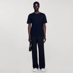 T-Shirts & Polos*SANDRO T-shirt En Lin Certifié Noir