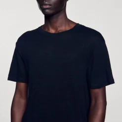 T-Shirts & Polos*SANDRO T-shirt En Lin Certifié Noir