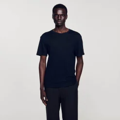 T-Shirts & Polos*SANDRO T-shirt En Lin Certifié Noir