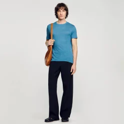 T-Shirts & Polos*SANDRO T-shirt En Lin Certifié Azur
