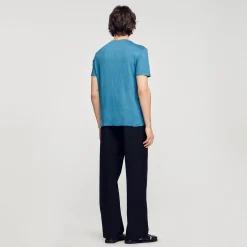 T-Shirts & Polos*SANDRO T-shirt En Lin Certifié Azur