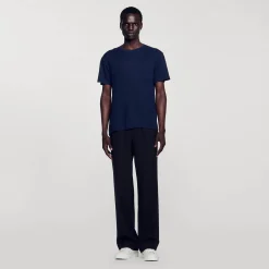 T-Shirts & Polos*SANDRO T-shirt En Lin Certifié Marine