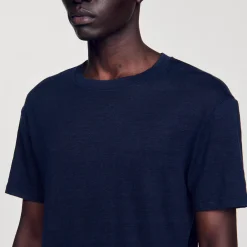 T-Shirts & Polos*SANDRO T-shirt En Lin Certifié Marine