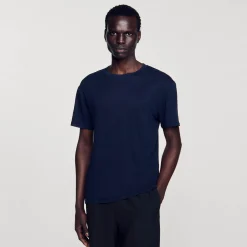T-Shirts & Polos*SANDRO T-shirt En Lin Certifié Marine