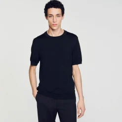 T-Shirts & Polos|Pulls & Gilets*SANDRO T-shirt En Maille Noir
