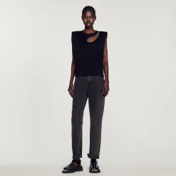 T-Shirts*SANDRO T-shirt Goutte Strass Noir