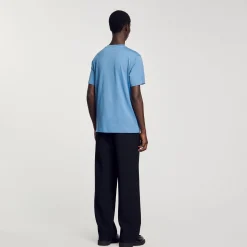 T-Shirts & Polos*SANDRO T-shirt Patch Square Cross Bleu jean