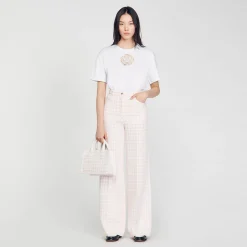 T-Shirts*SANDRO T-shirt Rose Strass blanc