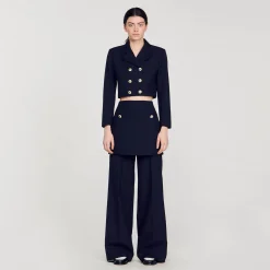 Costumes|Blousons & Vestes*SANDRO Veste Courte à Double Boutonnage Bleu marine