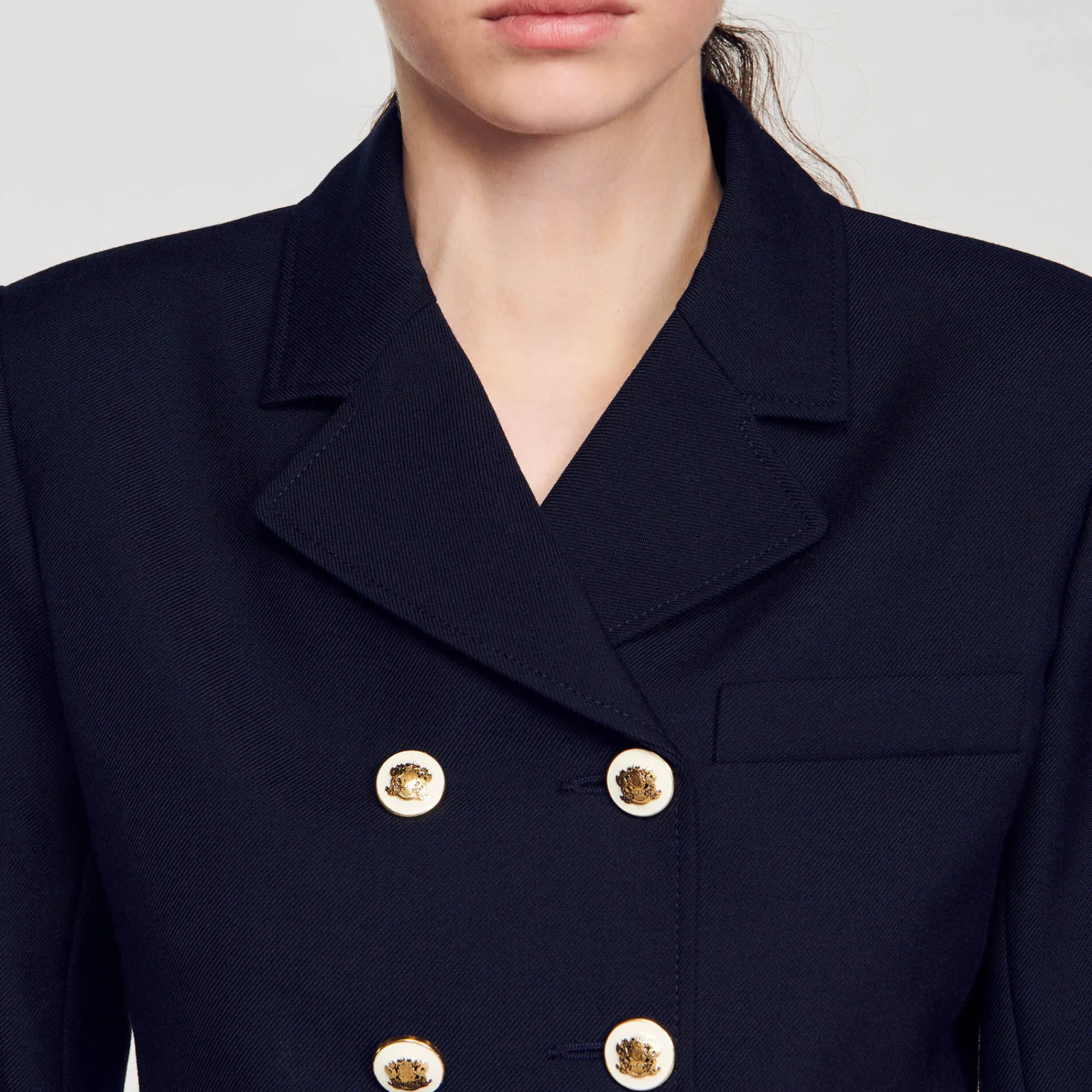 Costumes|Blousons & Vestes*SANDRO Veste Courte à Double Boutonnage Bleu marine