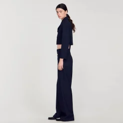 Costumes|Blousons & Vestes*SANDRO Veste Courte à Double Boutonnage Bleu marine