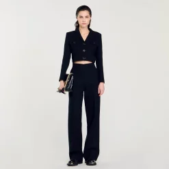 Manteaux|Costumes*SANDRO Veste Courte Boutonnée En Tweed Noir