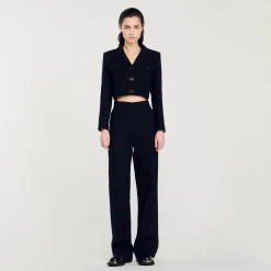 Manteaux|Costumes*SANDRO Veste Courte Boutonnée En Tweed Noir