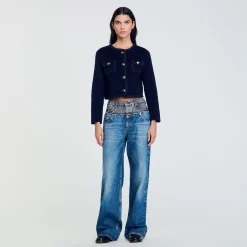 Blousons & Vestes*SANDRO Veste Courte En Laine Marine