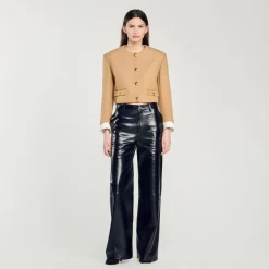 Blousons & Vestes*SANDRO Veste Courte En Laine Mélangée Camel