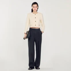 Ensembles|Blousons & Vestes*SANDRO Veste Courte En Tissu Bouclé blanc