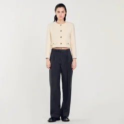 Ensembles|Blousons & Vestes*SANDRO Veste Courte En Tissu Bouclé blanc