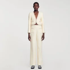 Ensembles|Blousons & Vestes*SANDRO Veste Courte En Tweed Ecru
