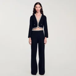 Ensembles|Blousons & Vestes*SANDRO Veste Courte En Tweed Noir