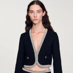Ensembles|Blousons & Vestes*SANDRO Veste Courte En Tweed Noir