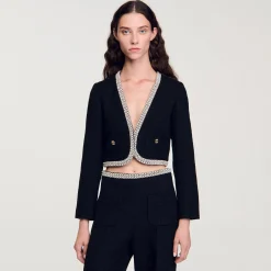 Ensembles|Blousons & Vestes*SANDRO Veste Courte En Tweed Noir