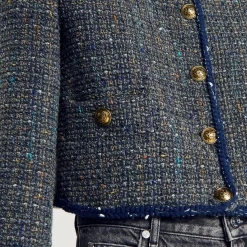 Blousons & Vestes*SANDRO Veste Courte En Tweed Gris