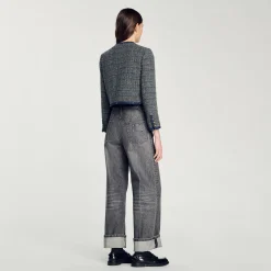 Blousons & Vestes*SANDRO Veste Courte En Tweed Gris