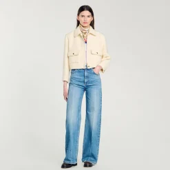 Blousons & Vestes*SANDRO Veste Courte En Tweed Ecru