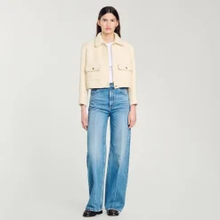Blousons & Vestes*SANDRO Veste Courte En Tweed Ecru