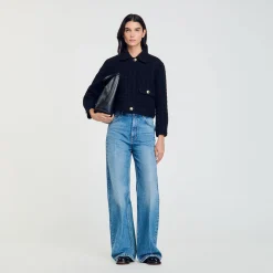Blousons & Vestes*SANDRO Veste Courte En Tweed Noir