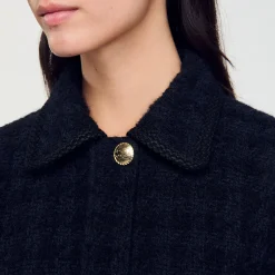 Blousons & Vestes*SANDRO Veste Courte En Tweed Noir
