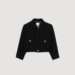 Blousons & Vestes*SANDRO Veste Courte En Tweed Noir