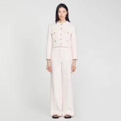 Costumes|Ensembles*SANDRO Veste Courte En Tweed Fantaisie Rose Clair