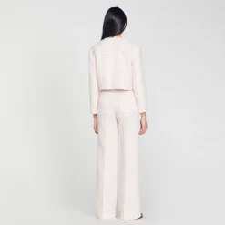 Costumes|Ensembles*SANDRO Veste Courte En Tweed Fantaisie Rose Clair