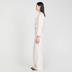 Costumes|Ensembles*SANDRO Veste Courte En Tweed Fantaisie Rose Clair