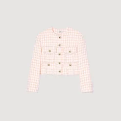 Costumes|Ensembles*SANDRO Veste Courte En Tweed Fantaisie Rose Clair