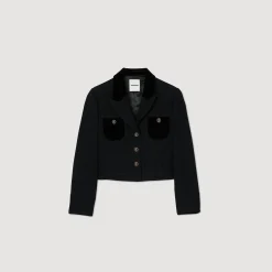 Ensembles|Blousons & Vestes*SANDRO Veste Courte En Tweed Velours Noir