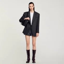 Ensembles|Blousons & Vestes*SANDRO Veste De Costume à Carreaux Gris Foncé