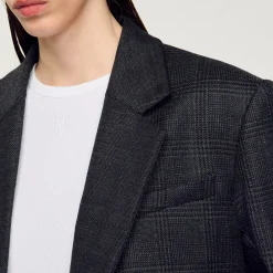 Ensembles|Blousons & Vestes*SANDRO Veste De Costume à Carreaux Gris Foncé